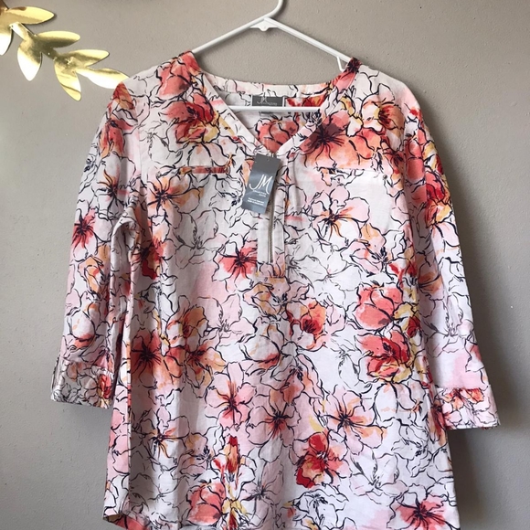 JM Collection Women's Floral Mirage Top Size P/XL - Picture 7 of 8